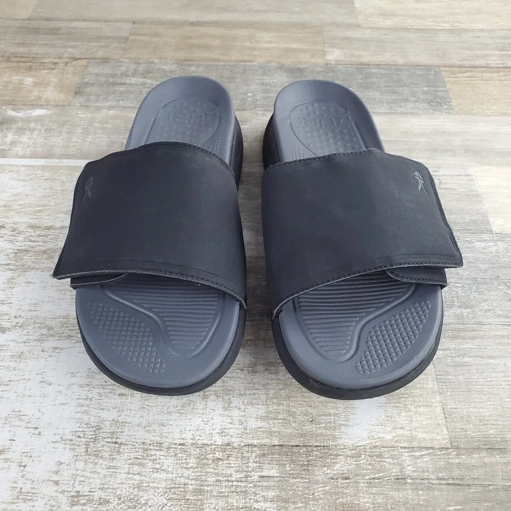 Kuru Moment Mens Slide Sandals Sz 11 M Jet Black Storm Gray Platform Slip On